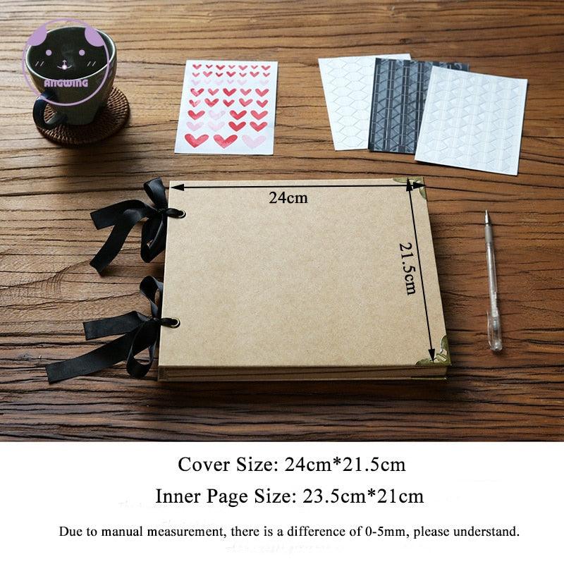 DIY Photo Albums Wedding Photo  Scrapbook 20Pages Cover Self Adhesive Scrapbook Album Case Binding Hardcover Craft Blank Black Page Wedding and Anniversary Family Photo Album