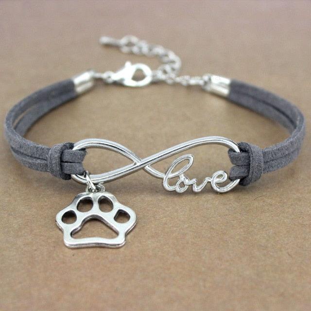 Dog Paws Best Friends Heart Animal Infinity Love Charm Bracelets Women Men Girl Boy Print Bracelet With Love And Infinity Symbol For Women Girls Faux Suede Adjustable Bracelet