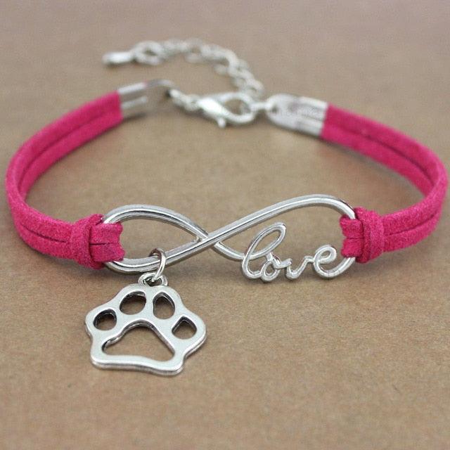 Dog Paws Best Friends Heart Animal Infinity Love Charm Bracelets Women Men Girl Boy Print Bracelet With Love And Infinity Symbol For Women Girls Faux Suede Adjustable Bracelet