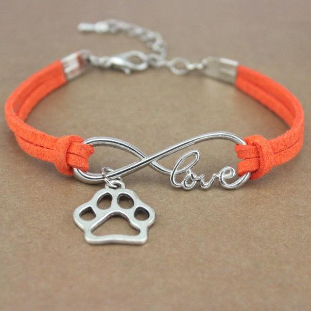 Dog Paws Best Friends Heart Animal Infinity Love Charm Bracelets Women Men Girl Boy Print Bracelet With Love And Infinity Symbol For Women Girls Faux Suede Adjustable Bracelet