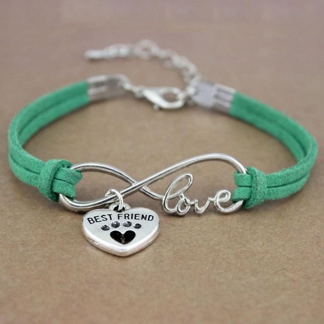 Dog Paws Best Friends Heart Animal Infinity Love Charm Bracelets Women Men Girl Boy Print Bracelet With Love And Infinity Symbol For Women Girls Faux Suede Adjustable Bracelet