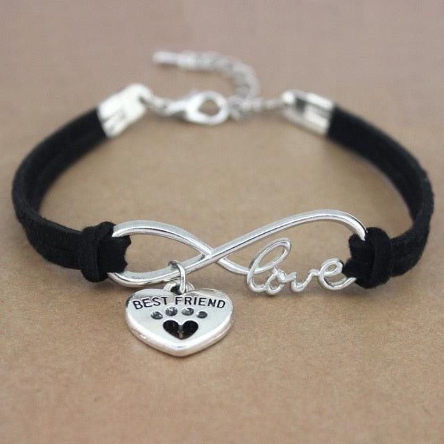 Dog Paws Best Friends Heart Animal Infinity Love Charm Bracelets Women Men Girl Boy Print Bracelet With Love And Infinity Symbol For Women Girls Faux Suede Adjustable Bracelet