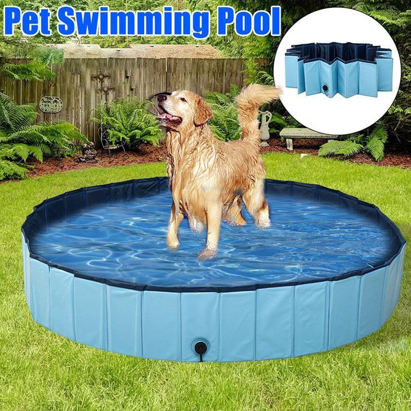 Dog Pool Foldable Dog Swimming Pool Pet Bath Swimming Tub Bathtub Pet Swimming Pool Collapsible Bathing Pool for Dogs Cats Kids Foldable Dog Pool PVC Pet Swimming Pool Dog Paddling Swimming Bathing Tub