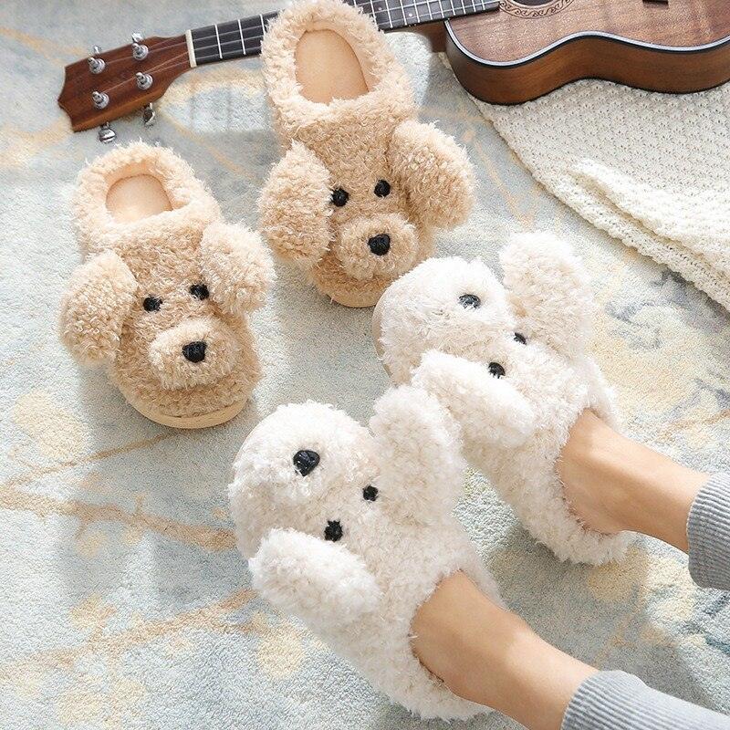 Dog Slippers Women Shoes Winter Warm Soft Plush Shoes Couples Slippers For Home Indoor Bedroom Women Warm Slippers Warm Faux Fur Cute Dog Lovers Winter Home Comfortable Shoes