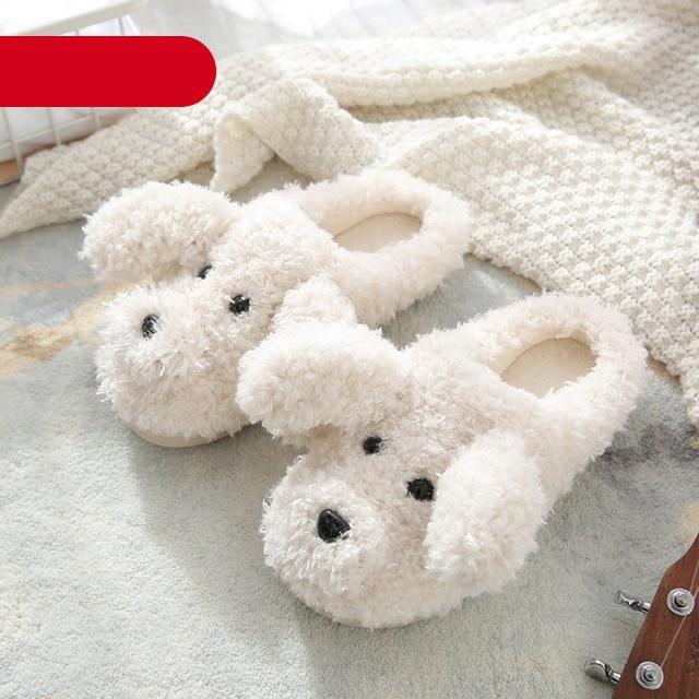 Dog Slippers Women Shoes Winter Warm Soft Plush Shoes Couples Slippers For Home Indoor Bedroom Women Warm Slippers Warm Faux Fur Cute Dog Lovers Winter Home Comfortable Shoes