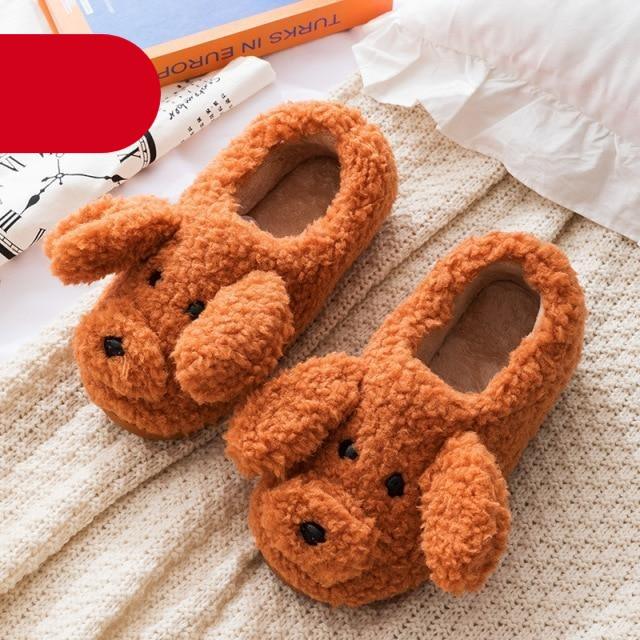 Dog Slippers Women Shoes Winter Warm Soft Plush Shoes Couples Slippers For Home Indoor Bedroom Women Warm Slippers Warm Faux Fur Cute Dog Lovers Winter Home Comfortable Shoes