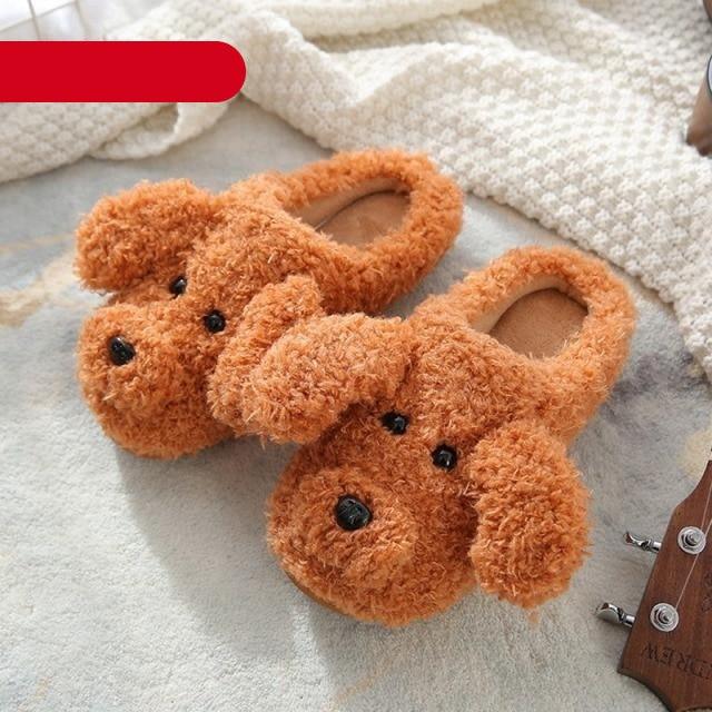 Dog Slippers Women Shoes Winter Warm Soft Plush Shoes Couples Slippers For Home Indoor Bedroom Women Warm Slippers Warm Faux Fur Cute Dog Lovers Winter Home Comfortable Shoes