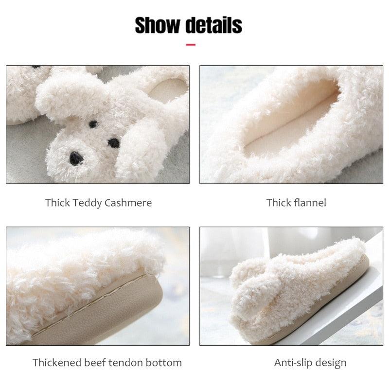 Dog Slippers Women Shoes Winter Warm Soft Plush Shoes Couples Slippers For Home Indoor Bedroom Women Warm Slippers Warm Faux Fur Cute Dog Lovers Winter Home Comfortable Shoes