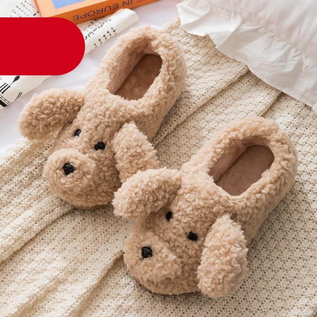 Dog Slippers Women Shoes Winter Warm Soft Plush Shoes Couples Slippers For Home Indoor Bedroom Women Warm Slippers Warm Faux Fur Cute Dog Lovers Winter Home Comfortable Shoes