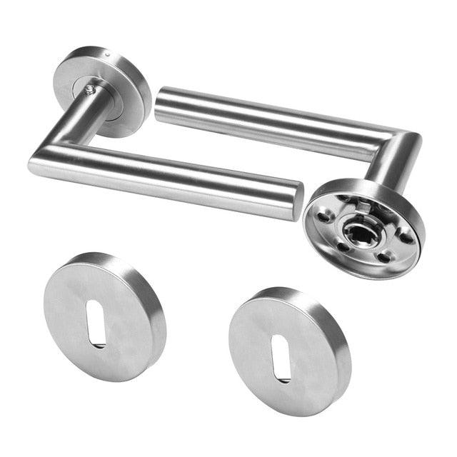 Door Handle Set Stainless Steel Lock Interior Home Door Handle Lock Durable Adjustable Latch Door Handle Lever With Modern Contemporary Slim Round Design For Home Bedroom Bathroom