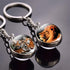 Double Side Glass Ball Animal Keychain Transparent Glass Beads Pendant Tiger Wolf Fox Lion Key Chain Black Cat Horse Moon Key Ring Pendant Charm Bag Key Chain Holder Glass Ball Key Chain Pendant Glow in The Dark