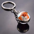 Double Side Glass Ball Animal Keychain Transparent Glass Beads Pendant Tiger Wolf Fox Lion Key Chain Black Cat Horse Moon Key Ring Pendant Charm Bag Key Chain Holder Glass Ball Key Chain Pendant Glow in The Dark