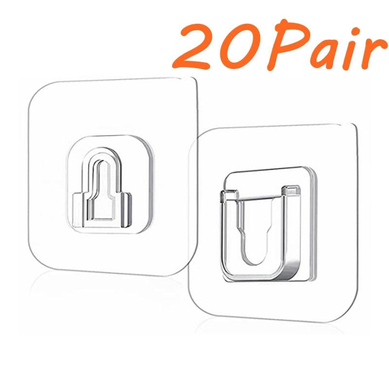 Double-Sided Adhesive Wall Hooks Hanger Strong Transparent Hooks Suction Cup Sucker Wall Storage Holder For Kitchen Bath Bathroom Kitchen Heavy Duty Self Adhesive Hooks