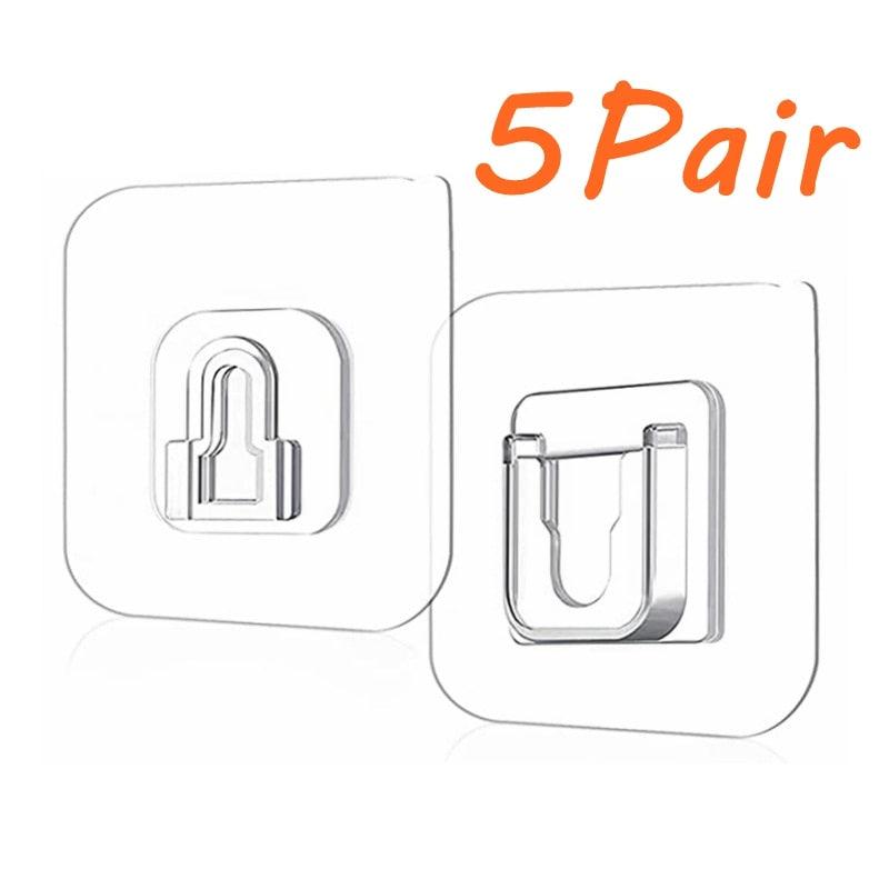 Double-Sided Adhesive Wall Hooks Hanger Strong Transparent Hooks Suction Cup Sucker Wall Storage Holder For Kitchen Bath Bathroom Kitchen Heavy Duty Self Adhesive Hooks