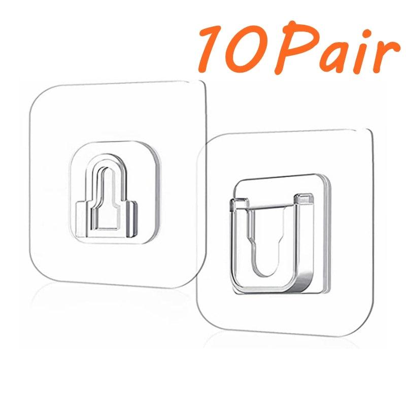 Double-Sided Adhesive Wall Hooks Hanger Strong Transparent Hooks Suction Cup Sucker Wall Storage Holder For Kitchen Bath Bathroom Kitchen Heavy Duty Self Adhesive Hooks