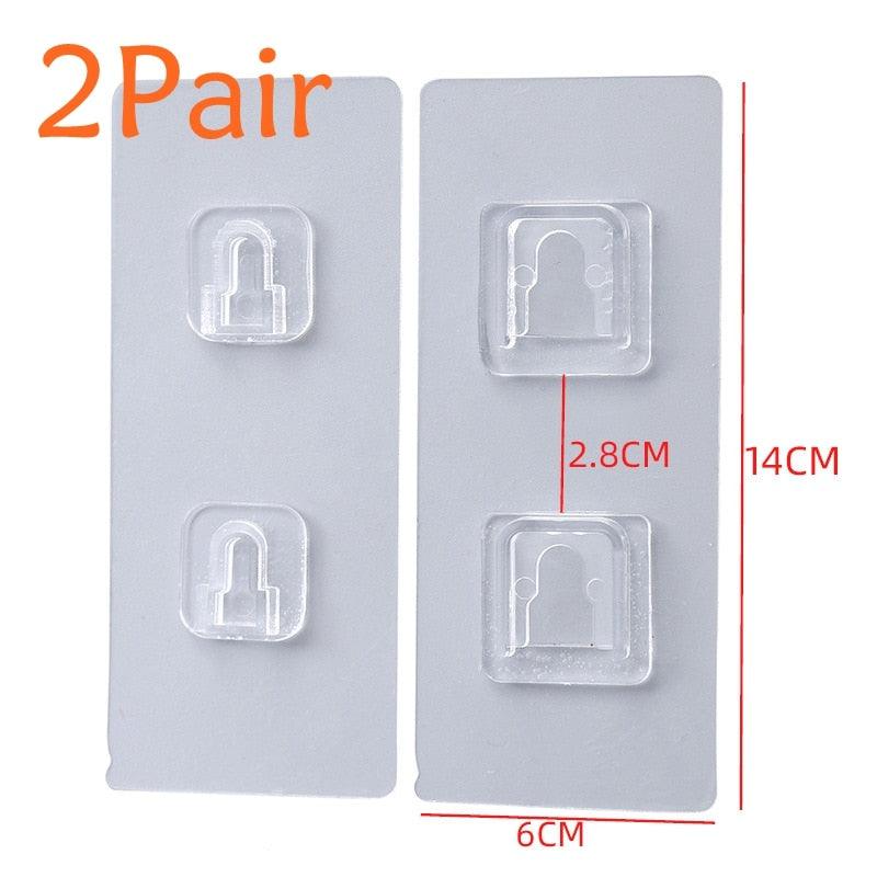 Double-Sided Adhesive Wall Hooks Hanger Strong Transparent Hooks Suction Cup Sucker Wall Storage Holder For Kitchen Bath Bathroom Kitchen Heavy Duty Self Adhesive Hooks