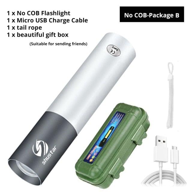 Dual Power LED Flashlight With Pure Beam Slide Focus Waterproof Rechargeable LED USB Telescopic Zoom Portable Flashlight For Night Lighting Night Riding Camping High-Powered Flash Lights - STEVVEX Lamp - 200, Flashlight, Gadget, Headlamp, Headlight, lamp, LED Light, Rechargeable Flashlight, Rechargeable Headlamp, Rechargeable Headlight, Rechargeable Headtorch, Rechargeable Torchlight, Waterproof Flashlight, Waterproof Headlamp, Waterproof Headlight, Waterproof Torchlight - Stevvex.com