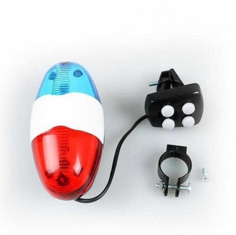 Durable Waterproof Multifunction Cycle Lamp 4 Loud Siren Sound Trumpet Police 6 LED Light Electronic Siren Bike Bell Battery Bike Bicycle Police Strobe Blue Red Bicycle Safety Light Loud Siren Sound Cycling Horn Bells