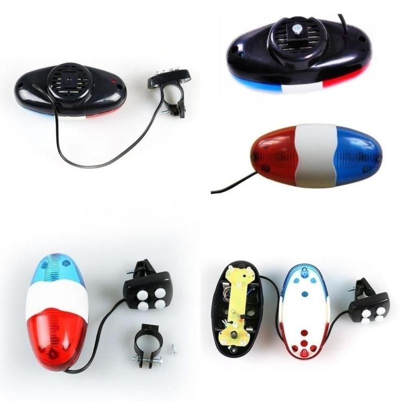 Durable Waterproof Multifunction Cycle Lamp 4 Loud Siren Sound Trumpet Police 6 LED Light Electronic Siren Bike Bell Battery Bike Bicycle Police Strobe Blue Red Bicycle Safety Light Loud Siren Sound Cycling Horn Bells