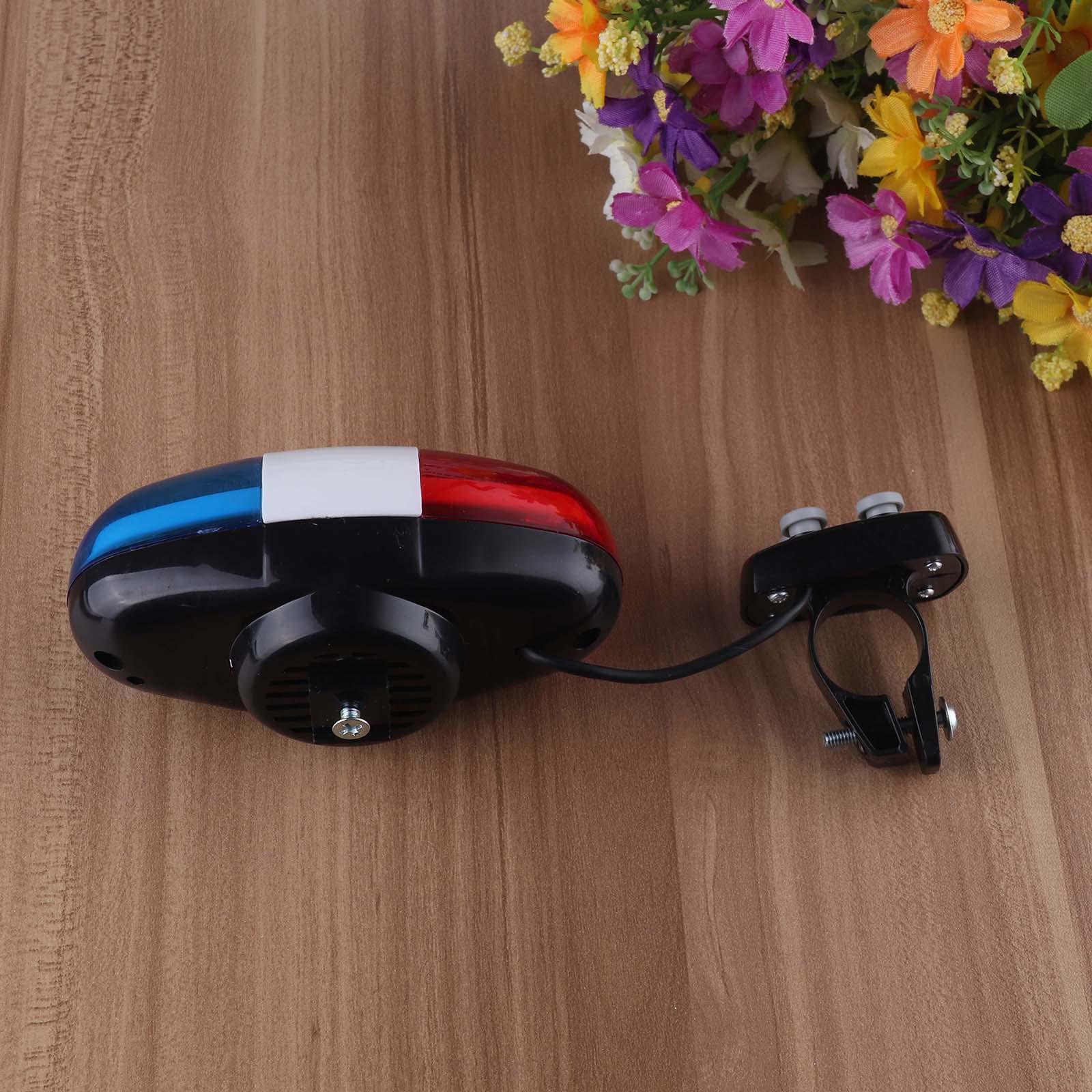 Durable Waterproof Multifunction Cycle Lamp 4 Loud Siren Sound Trumpet Police 6 LED Light Electronic Siren Bike Bell Battery Bike Bicycle Police Strobe Blue Red Bicycle Safety Light Loud Siren Sound Cycling Horn Bells