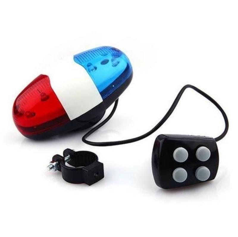 Durable Waterproof Multifunction Cycle Lamp 4 Loud Siren Sound Trumpet Police 6 LED Light Electronic Siren Bike Bell Battery Bike Bicycle Police Strobe Blue Red Bicycle Safety Light Loud Siren Sound Cycling Horn Bells