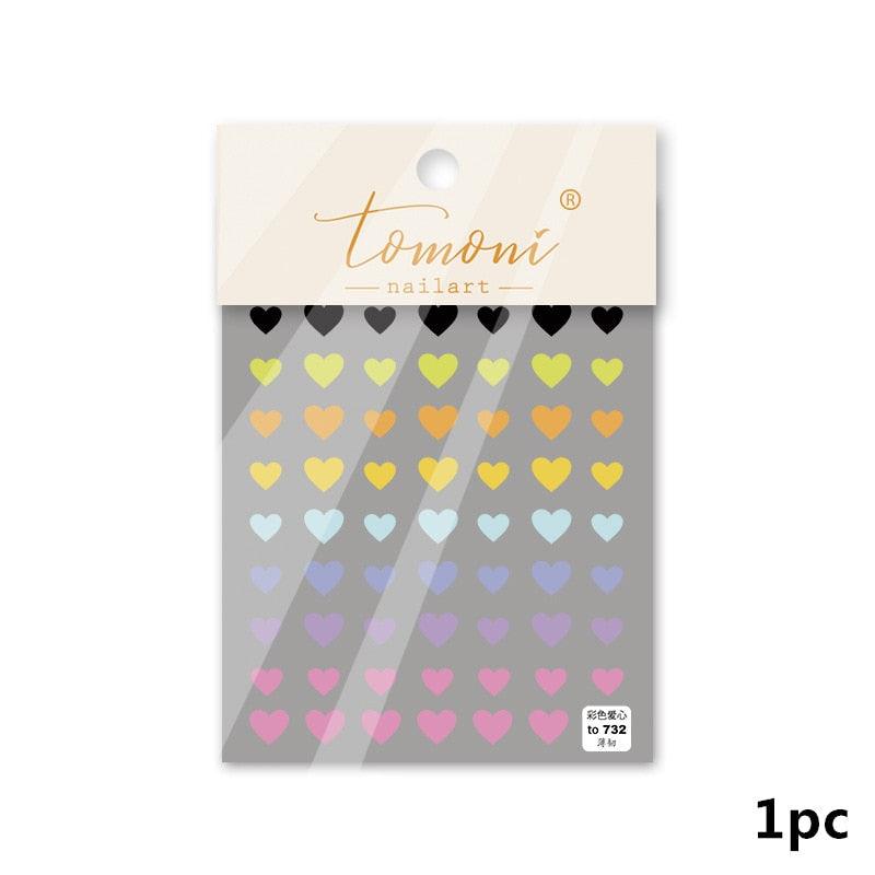 Dynamic Heart 3D Nail Stickers Holographic Adhesive Sliders Gradient Nail Art Accessories Flashing Heart Decals Tattoos Kids Nails Art Decoration Nail Strips Shiny French Tip Guides Stickers French Nail Stickers Form Fringe Guides