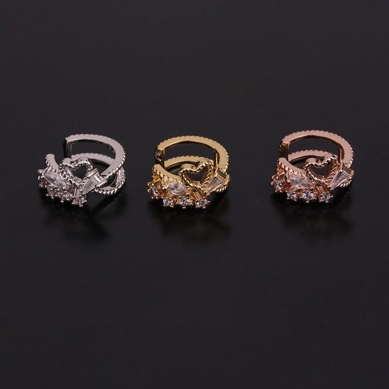 Ear Clip Piercing Earrings for Women Fake Septum Piercing Nose Ring Ear Cuff Conch Tragus Helix Cartilage Stainless Steel Ear Cuff Helix Cartilage Clip On Wrap Earrings Fake Nose Ring Non-Piercing Adjustable Body Jewelry