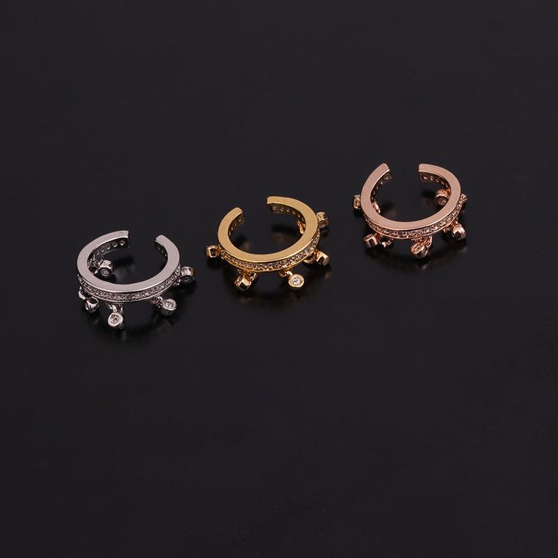 Ear Clip Piercing Earrings for Women Fake Septum Piercing Nose Ring Ear Cuff Conch Tragus Helix Cartilage Stainless Steel Ear Cuff Helix Cartilage Clip On Wrap Earrings Fake Nose Ring Non-Piercing Adjustable Body Jewelry