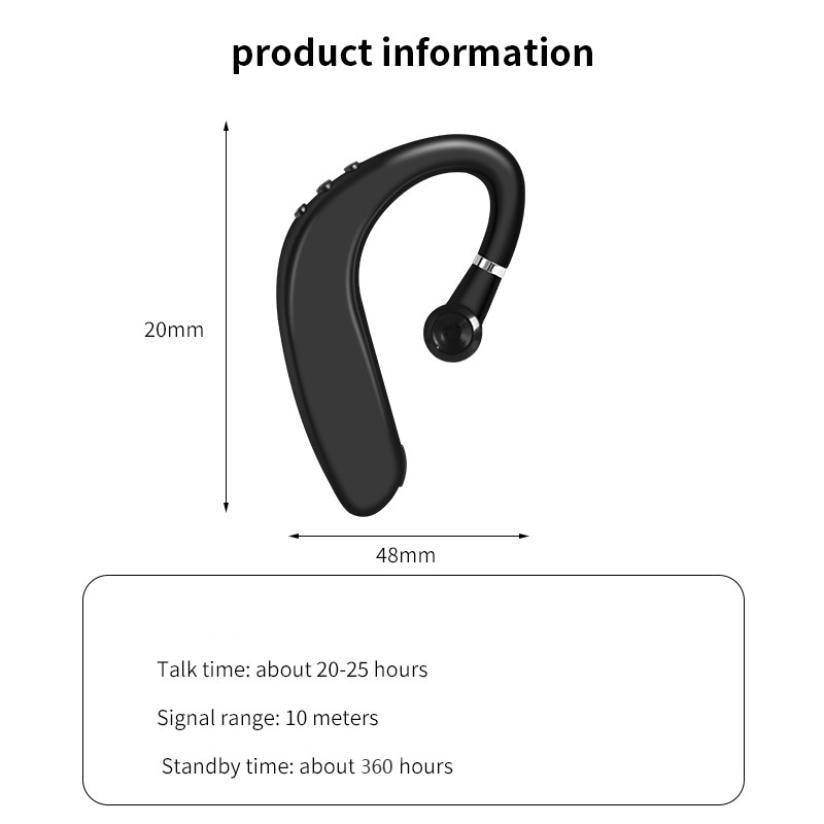 Ear Hook Bluetooth Wireless Headphone Single Ear Hook Business Headphones Wireless Bluetooth Noise Isolating Earbuds With Microphone Clear Calls Handsfree Sports Earbud Comfortable Painless Wearing Ergonomic Design