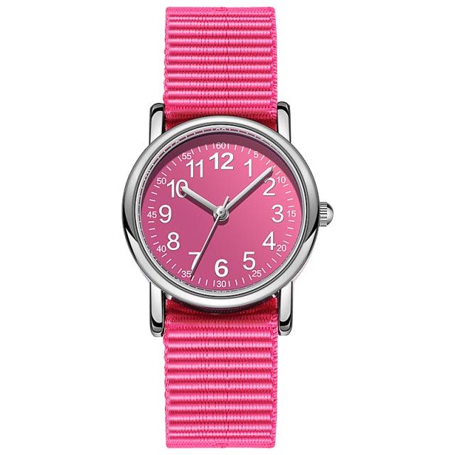 Easy To Read Quartz Watches Nylon Strap Sweat Proof Movement Analog Watch For Girls Boys Teens Minimalist Wrist Watch With Soft Band Learning Time Watch First Watch Soft Cloth Strap