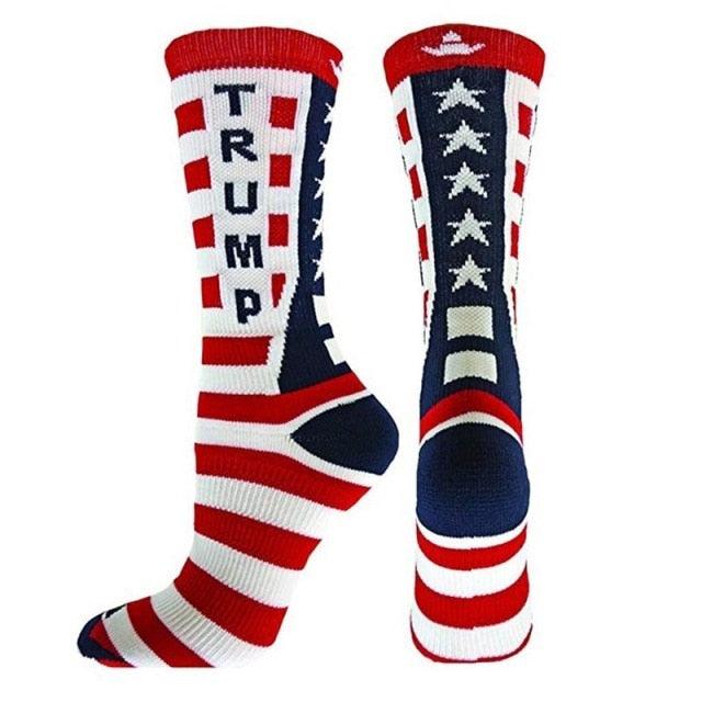 Election Spoof Funny President Donald Trump Socks With 3D Fake Hair Funny Crew Socks Unisex Compression Socks Streetwear Hip Hop Style Socks For Men And Women