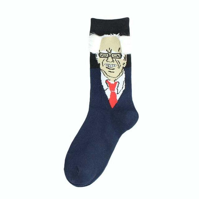 Election Spoof Funny President Donald Trump Socks With 3D Fake Hair Funny Crew Socks Unisex Compression Socks Streetwear Hip Hop Style Socks For Men And Women