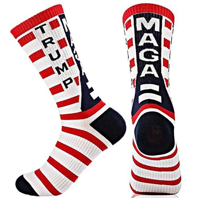 Election Spoof Funny President Donald Trump Socks With 3D Fake Hair Funny Crew Socks Unisex Compression Socks Streetwear Hip Hop Style Socks For Men And Women