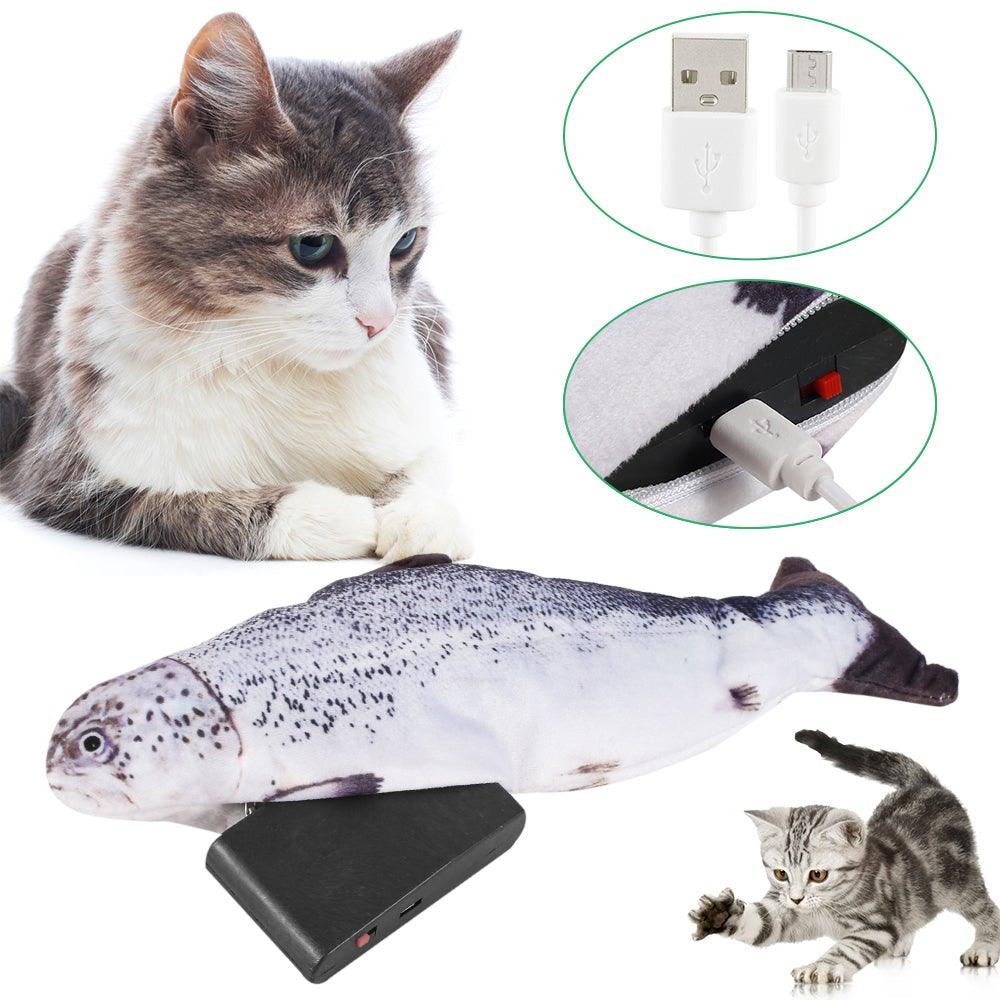 Electric Cat Toy 3D Fish USB Charging Simulation Fish Cat Toys for Cats Pet Toy cat supplies Pet Catnip Toy Moving Cat Kicker Fish Realistic Plush Electric Wagging Fish Motion Kitten Toy Funny Interactive Fish Cat Toys for Cat Exercise