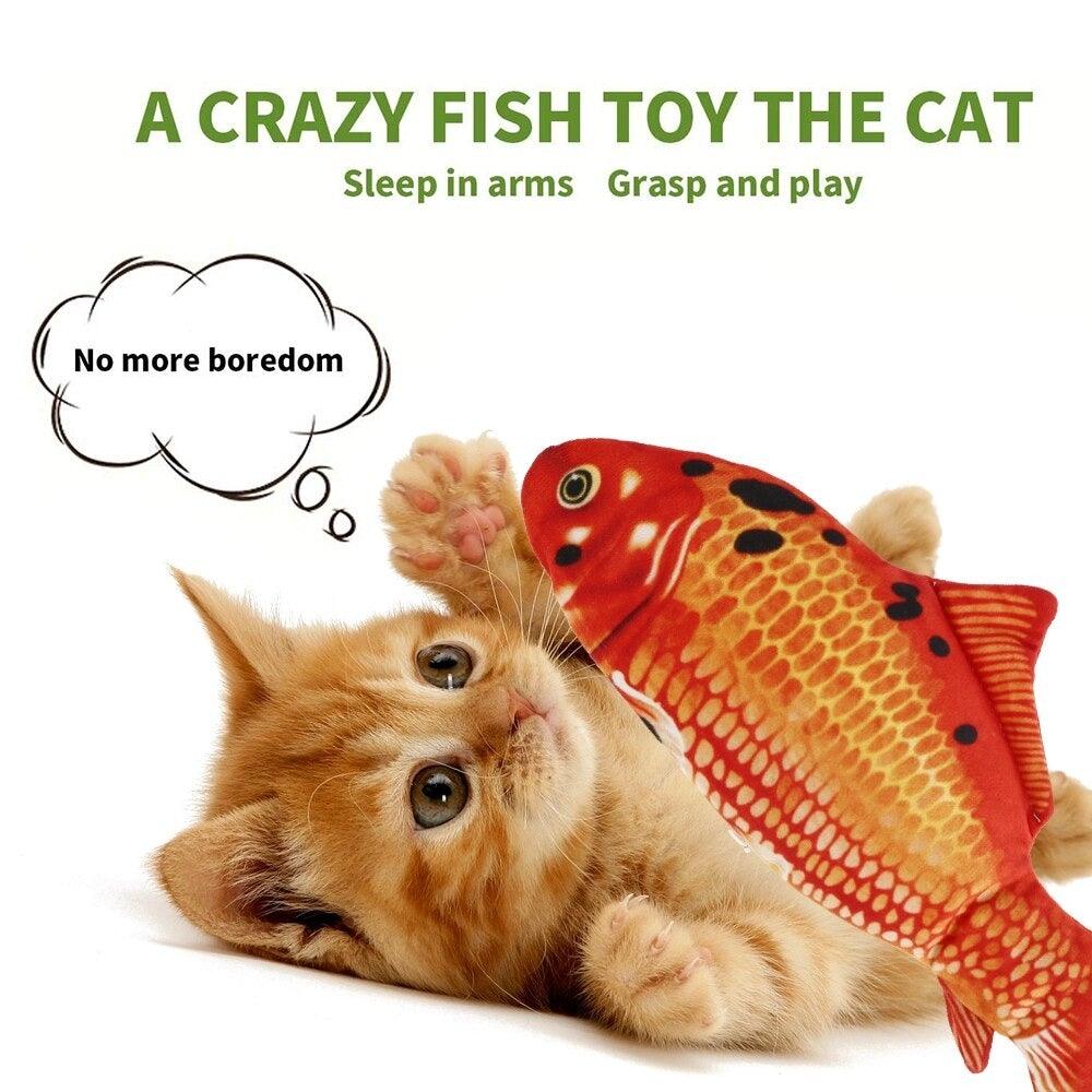 Electric Cat Toy 3D Fish USB Charging Simulation Fish Cat Toys for Cats Pet Toy cat supplies Pet Catnip Toy Moving Cat Kicker Fish Realistic Plush Electric Wagging Fish Motion Kitten Toy Funny Interactive Fish Cat Toys for Cat Exercise