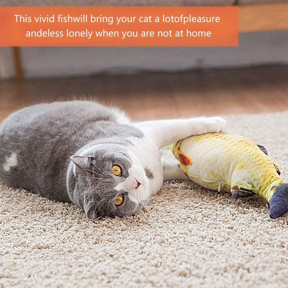 Electric Cat Toy 3D Fish USB Charging Simulation Fish Cat Toys for Cats Pet Toy cat supplies Pet Catnip Toy Moving Cat Kicker Fish Realistic Plush Electric Wagging Fish Motion Kitten Toy Funny Interactive Fish Cat Toys for Cat Exercise