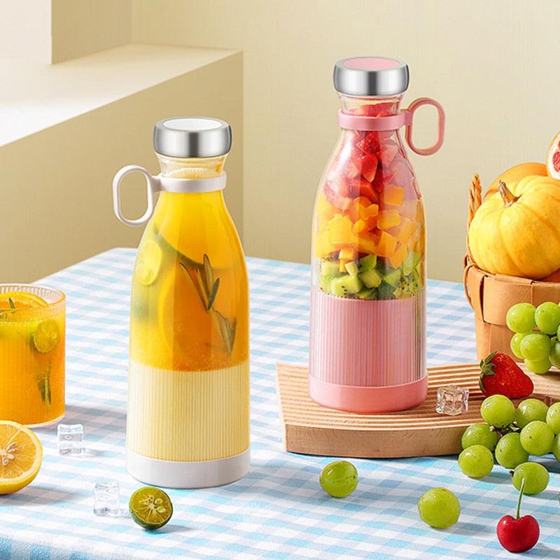 Electric Portable Blender Juice Glass Bottle Fresh Fruit Juicer USB Multifunction Food Strawberry Citrus Milkshake Mixers Maker Mini Electric Portable Blender Juicer Cup USB Rechargeable Juicer Multi-Functional Small Mixer