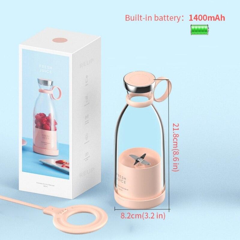 Electric Portable Blender Juice Glass Bottle Fresh Fruit Juicer USB Multifunction Food Strawberry Citrus Milkshake Mixers Maker Mini Electric Portable Blender Juicer Cup USB Rechargeable Juicer Multi-Functional Small Mixer