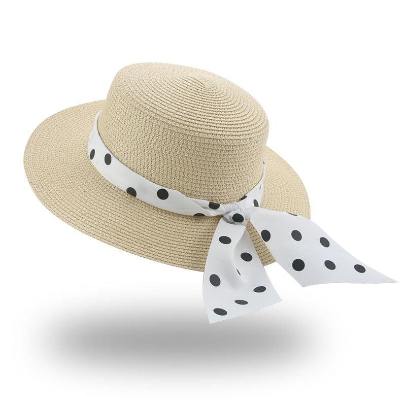 Elegant Adult Bucket Hat Beach Summer Straw Hats for Women Beach Sun Straw Hat Wide Luxury Comfortable Hat  Flat Top Ribbon Bowknot Elegant Luxury Women Summer Hat 56-58cm