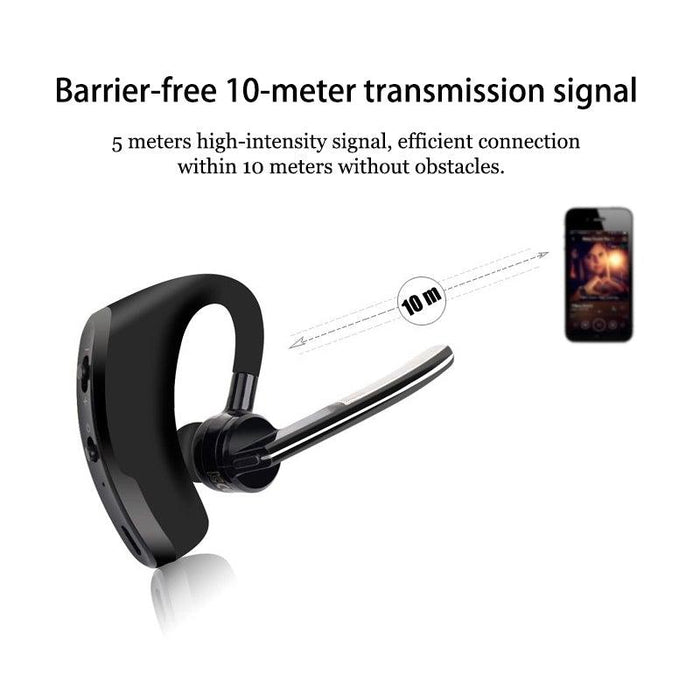 Elegant Black Bluetooth Earphone Wireless Stereo HD Mic HiFi Headphones Bluetooth Comfort Handsfree Driving Headset Ideal Standby Time Single In Ear Headset For Worm Driving