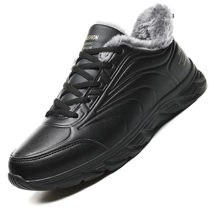 Elegant Black Winter Men Waterproof Snow Shoes Comfortable Sneakers Mens Work Casual Shoes Non-Slip Light Rubber Sole Walk Fashion Sneakers Breathable Comfort Walking Shoes For Mens