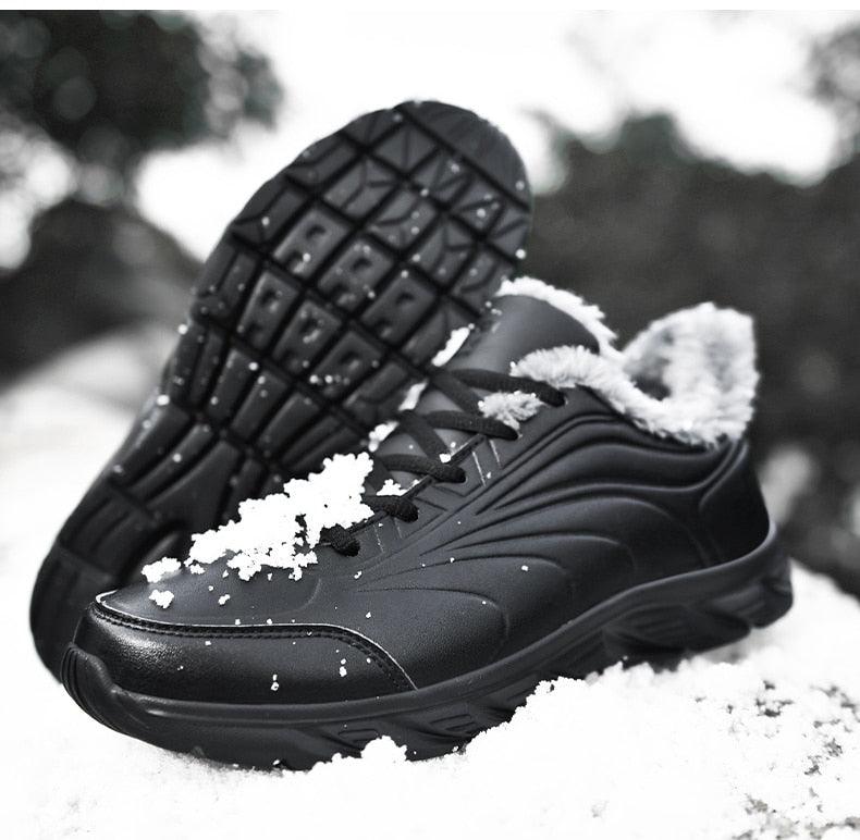 Elegant Black Winter Men Waterproof Snow Shoes Comfortable Sneakers Mens Work Casual Shoes Non-Slip Light Rubber Sole Walk Fashion Sneakers Breathable Comfort Walking Shoes For Mens