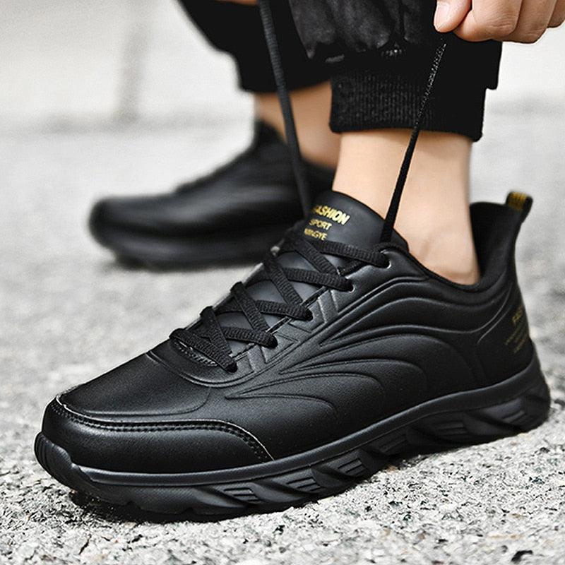 Elegant Black Winter Men Waterproof Snow Shoes Comfortable Sneakers Mens Work Casual Shoes Non-Slip Light Rubber Sole Walk Fashion Sneakers Breathable Comfort Walking Shoes For Mens