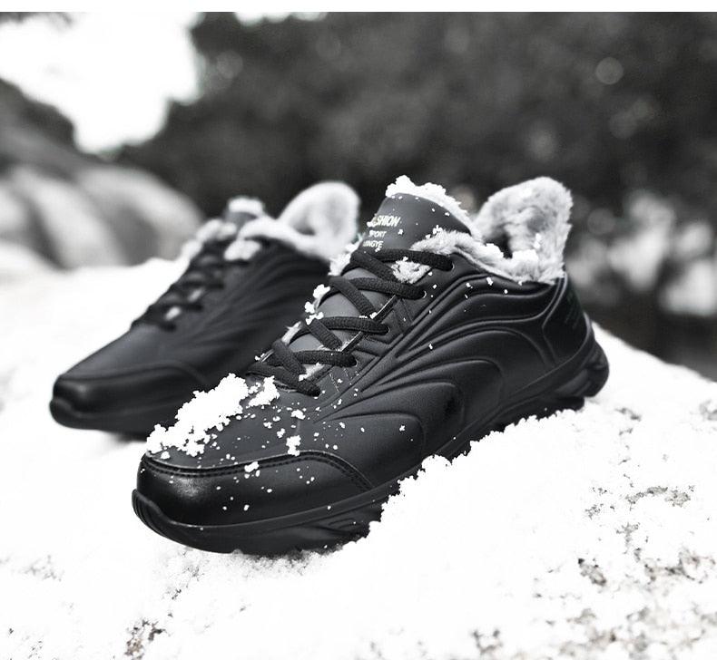 Elegant Black Winter Men Waterproof Snow Shoes Comfortable Sneakers Mens Work Casual Shoes Non-Slip Light Rubber Sole Walk Fashion Sneakers Breathable Comfort Walking Shoes For Mens