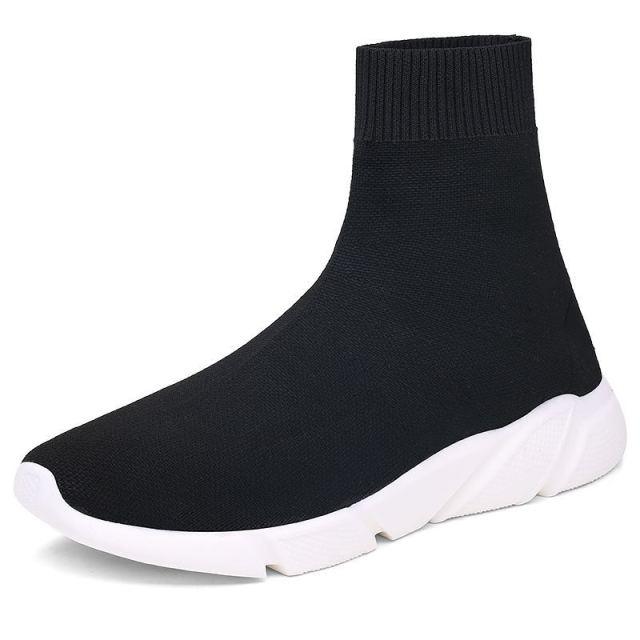 Elegant Black Womens Socks Sneakers Trainers Women Slip-on Stretch Black Sneakers Lightweight Breathable Walking Shoes Running Shoes Mesh Workout Casual Sports Sneakers