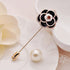 Elegant Brooch Pin Classic Rose Head Retro Style Brooch Pin For Women Unique Design White Pearl Brooch Pin Wedding Bridal Scarf Party Dress Bride Jewelry Gifts Black White Flower Rose Female Brooches Accessories