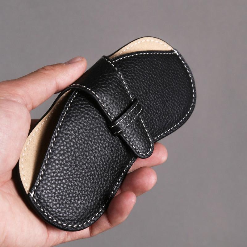 Elegant Genuine Leather Glasses Case Spectacle Case Sunglasses Storage Bag Eyewear Cover Portable Glasses Case Leather Eyeglass Case Glasses Case Pouch Bag Portable Sunglasses Pouch For Women Men