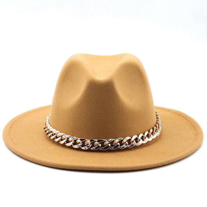 Elegant Green Fedora Hats Women Men Fedora Hats Wide Brim Fedora Hat Summer Chain Band Jazz Hats Winter Autumn Gentleman Outdoor Hat