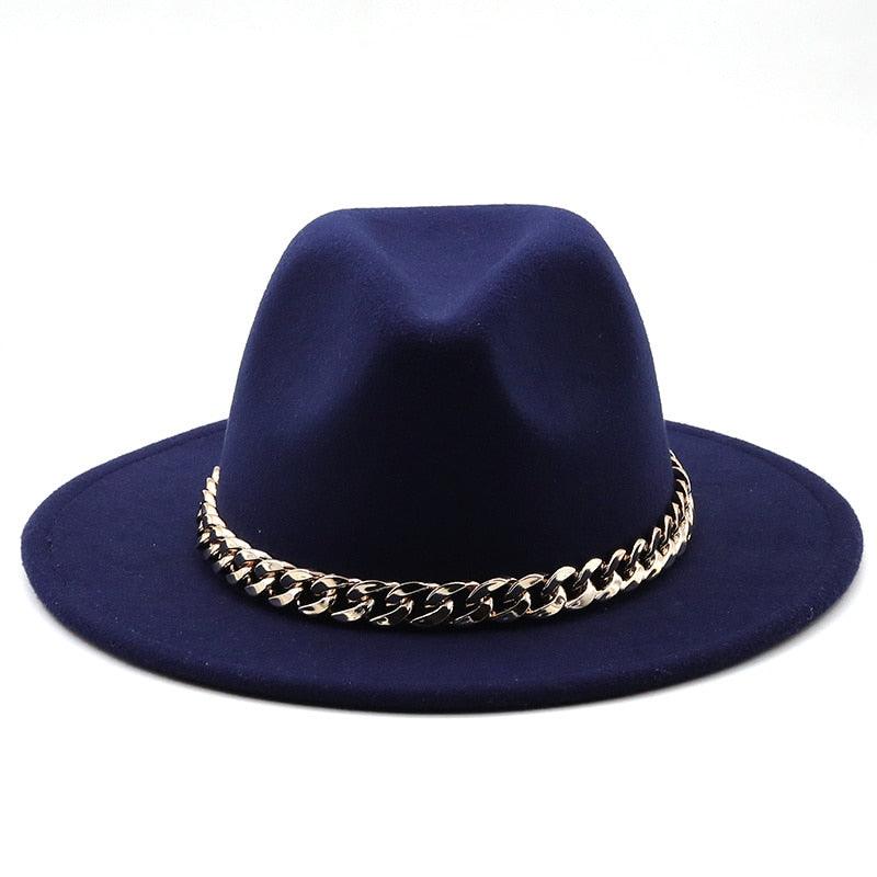 Elegant Green Fedora Hats Women Men Fedora Hats Wide Brim Fedora Hat Summer Chain Band Jazz Hats Winter Autumn Gentleman Outdoor Hat