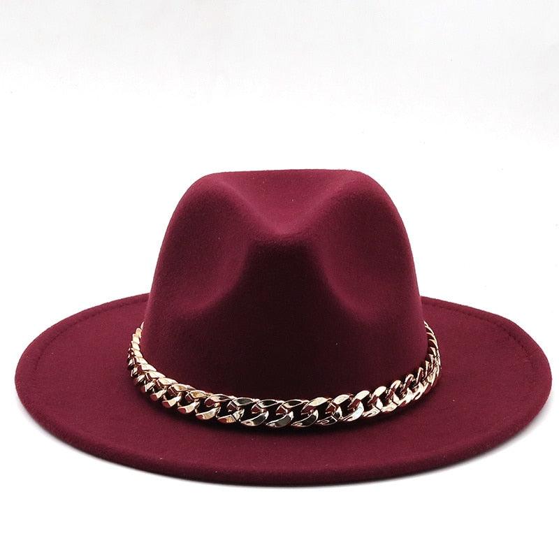 Elegant Green Fedora Hats Women Men Fedora Hats Wide Brim Fedora Hat Summer Chain Band Jazz Hats Winter Autumn Gentleman Outdoor Hat